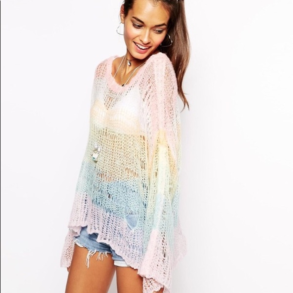 Wildfox RARE Rainbow Ski Bunny Lost Sweater 🌈